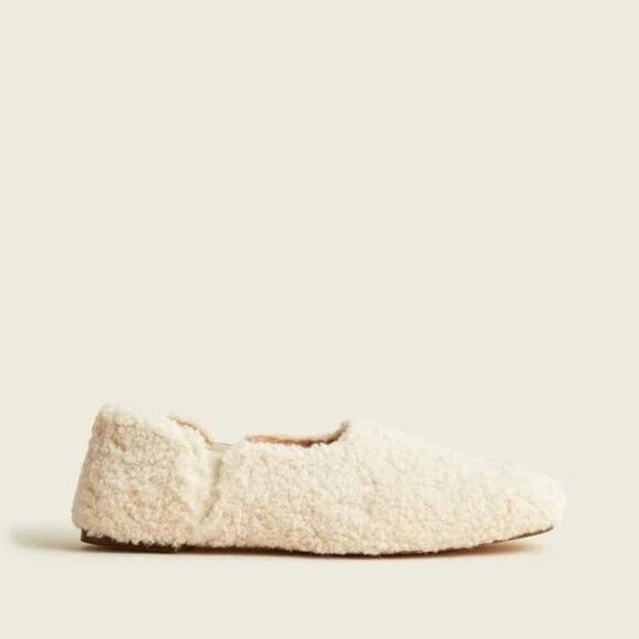 J. Crew Sherpa Flats with Elastic in Dusty Ivory BD448 Women's Size 8 - Picture 2 of 12